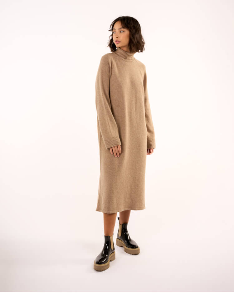 Roll-neck Mid-length Dress